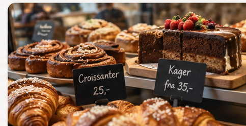 Friskbagte kager og brød hos Café Havblik